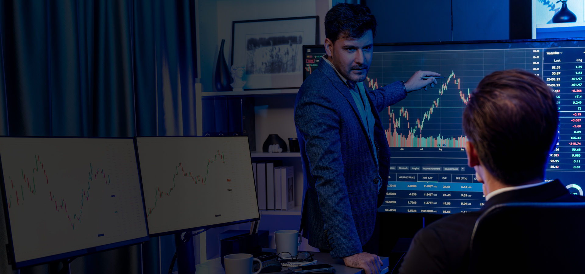 Trader monitoring leveraged market volatility